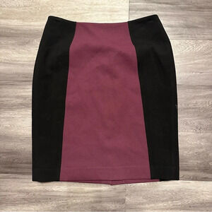 NORDSTROM HALOGEN Pencil Skirt, Work.  Maroon Purple with Black Color Block 6P